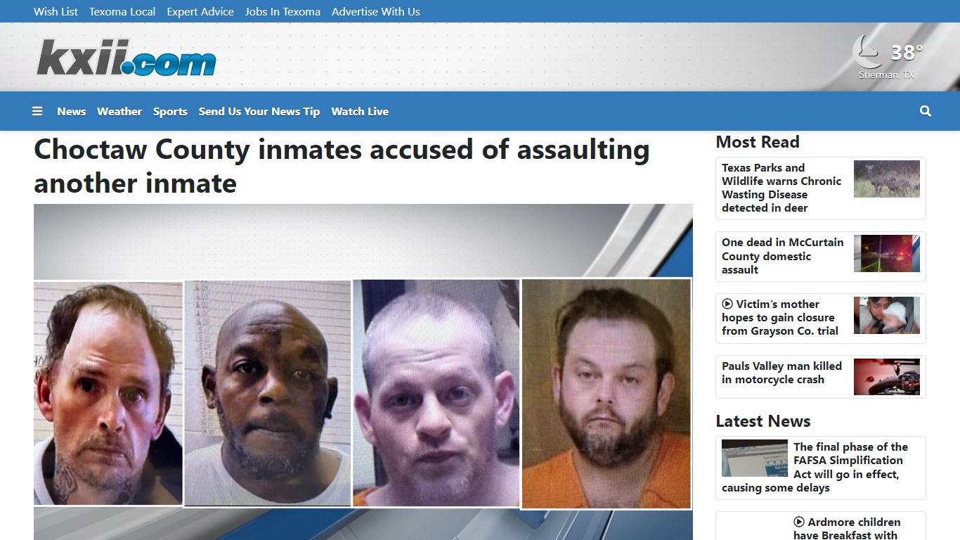 Choctaw County inmates accused of assaulting another inmate - KXII